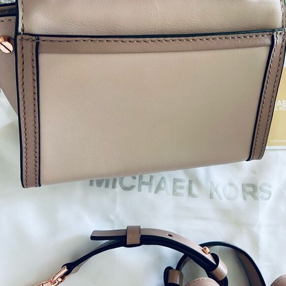 Michael Kors Small satchel pink rose details xbody strap NWT - Picture 5 of 8